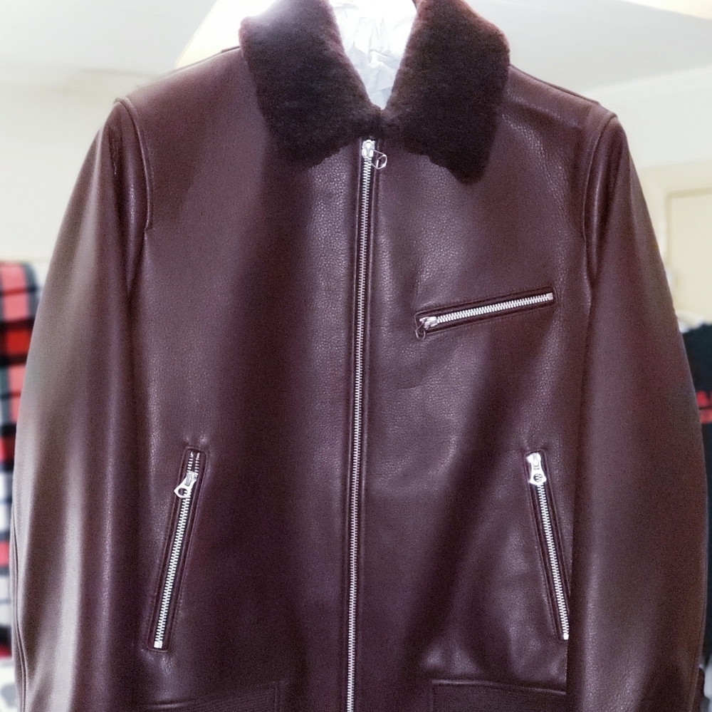 Leather/ shearliing flight jacket